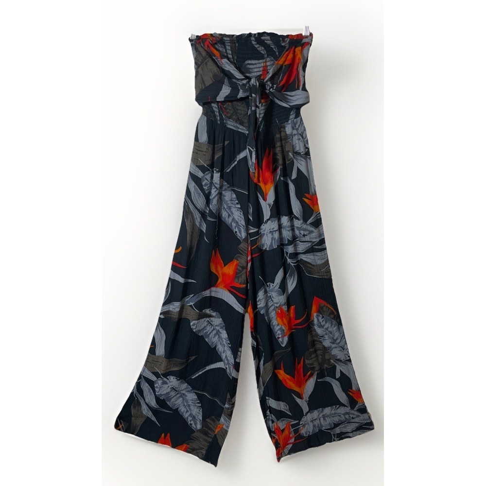 Patrons of Peace Pants Wide Leg Birds of Paradise Tropical Print Tie Women Sz XS
